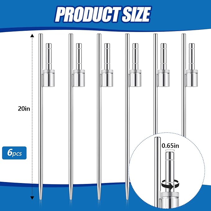 Pelopy 6 Pcs Feather Flag Ground Spike Ground Stake Flag Base Heavy Duty Flags Pole Holder for Outdoor Banner Stakes Fits Poles with 0.65 Inch Inner Diameter, Stake Only (20 Inch)