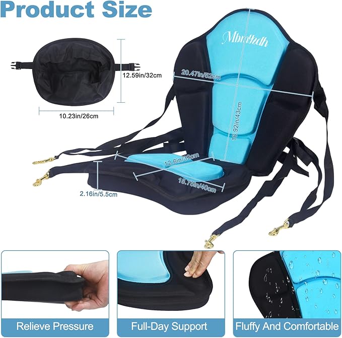 Thickened Kayak Seat,Kayak Seats with Back Support– Cushioned Canoe Backrest with Sit-On-Top Design, Padded Back Support for SUP Paddle Boards, Rafting, Fishing