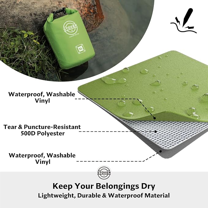STOVER 5/10/25/30/40/55L Waterproof Dry Bag- Roll-Top Backpack w/Phone Case- Kayaking, Hiking, Camping, Boating- Men/Women