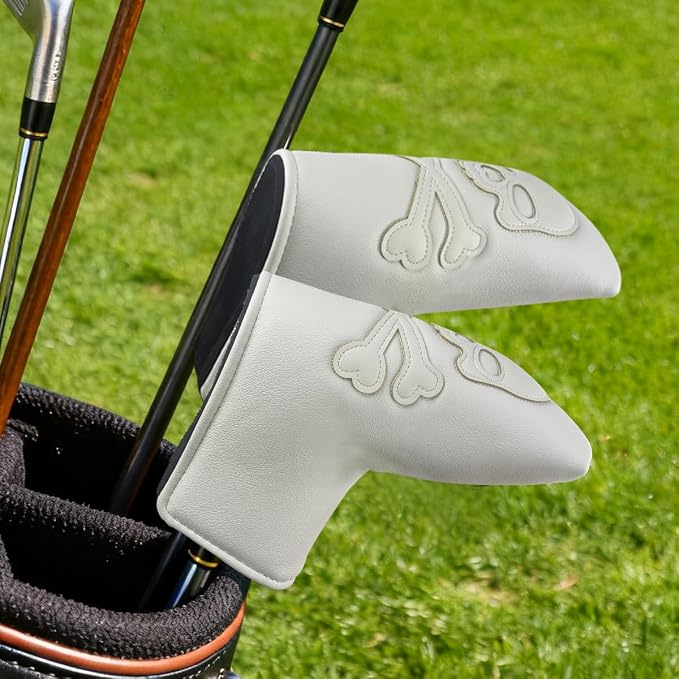 Scott Edward Skull Golf Woods Headcovers Covers for Driver Fairway 1 3 5 H Clubs Set Heads PU Leather Unisex Black Brown