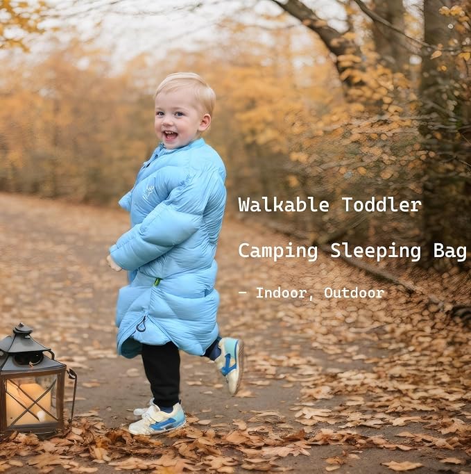 Walkable Toddler Sleeping Bags for Kids, Boys Girls (2T-4T) - Puffy Camping Sleeping Sack for Indoor, Outdoor, Travel, Sleepover, Slumber Party (up to 46 in)- Machine Washable, Lightweight