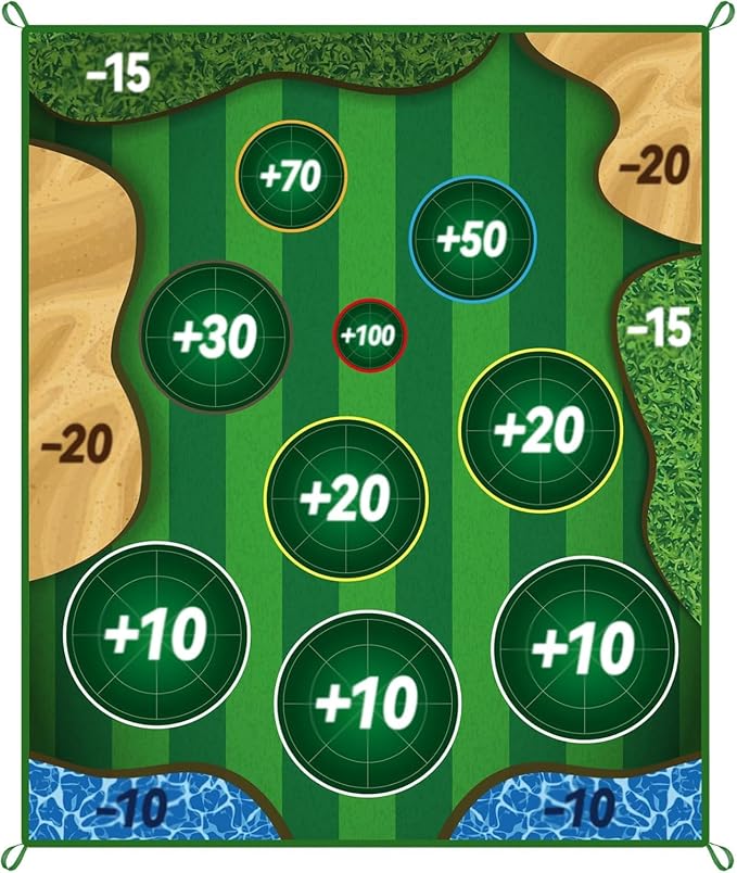 Sticky Playing Golf Chipping Game, 6x5 FT Double Sided Golf Chipping Game Practice Mat for Adults with 20 Sticky Balls Golf Hitting Mat for Home Backyard Garage and Outdoor (No Club)