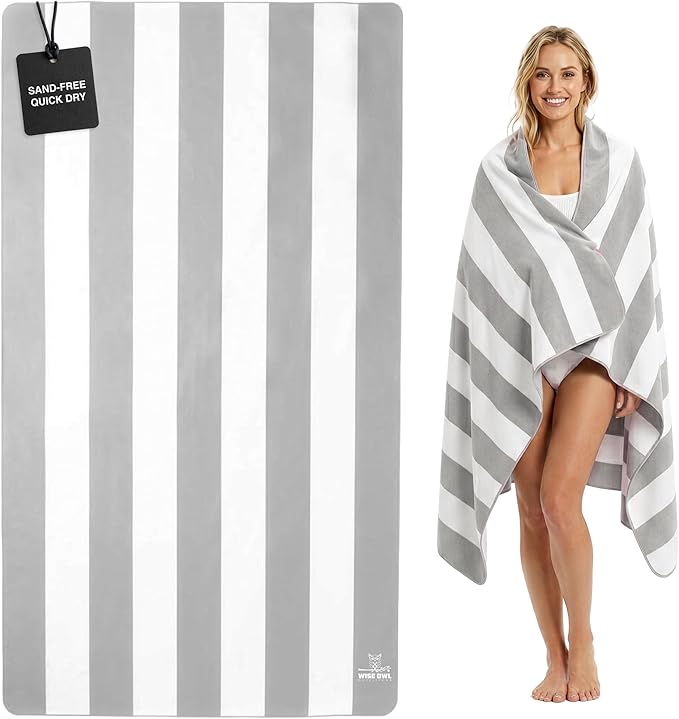Wise Owl Outfitters Microfiber Beach Towel (7x4 ft) – Extra Large 84"x48", Quick Dry, Lightweight and Sand Free for Adults at the Beach, Pool, Gym, Yoga, or for Travel and Outdoor Use