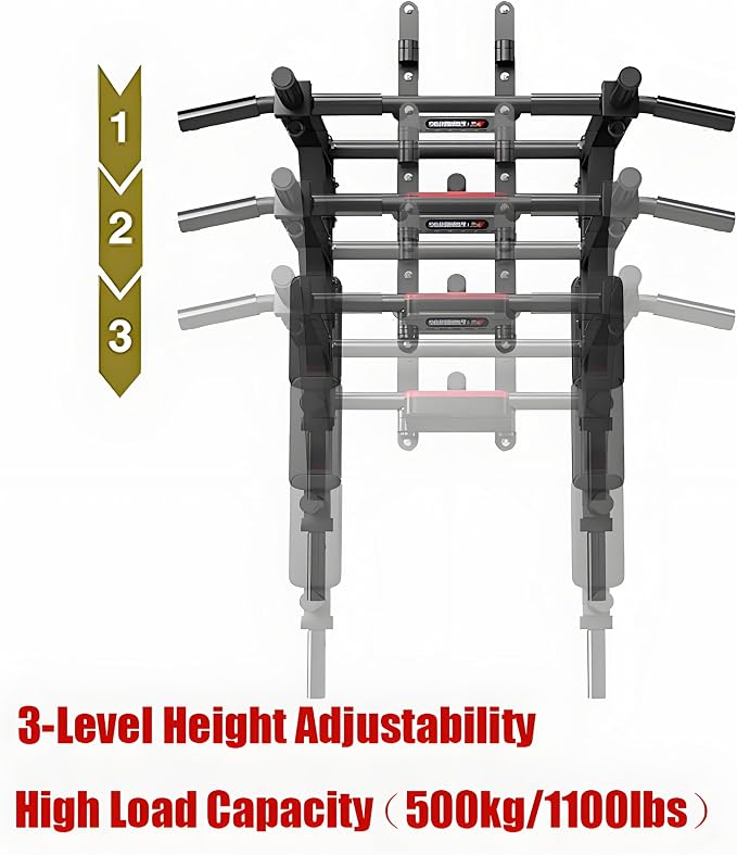 HAKENO Multifunctional Wall Mounted Pull Up Bar/Chin Up bar,Dip Station for Indoor Home Gym Workout,Power Tower Set Gym Equipment 800LBS