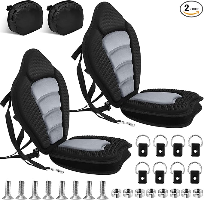 Lewtemi Thicken Kayak Seat with Back Support Canoe Paddle Board Seat with Detachable Storage Bag Adjustable Sit on Top Paddleboard Cushion for Kayaking Canoeing Rafting