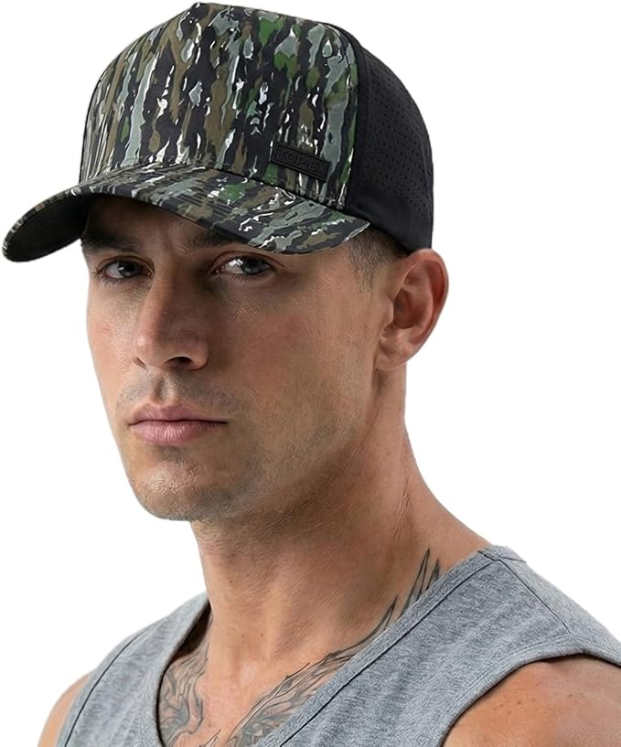 TOP-EX Performance Baseball Hat for Men Water Resistant Golf Cap Running Cooling Snapback Laser Perforated
