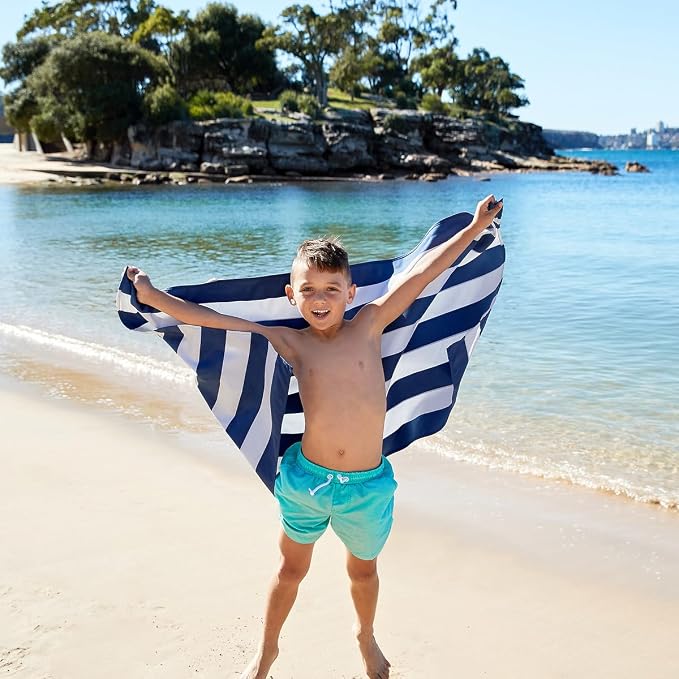 Dock & Bay Beach Towel - Quick Dry, Sand Free - Compact, Lightweight - 100% Recycled - Includes Bag - Cabana - Navy - Extra Large (200x90cm, 78x35)