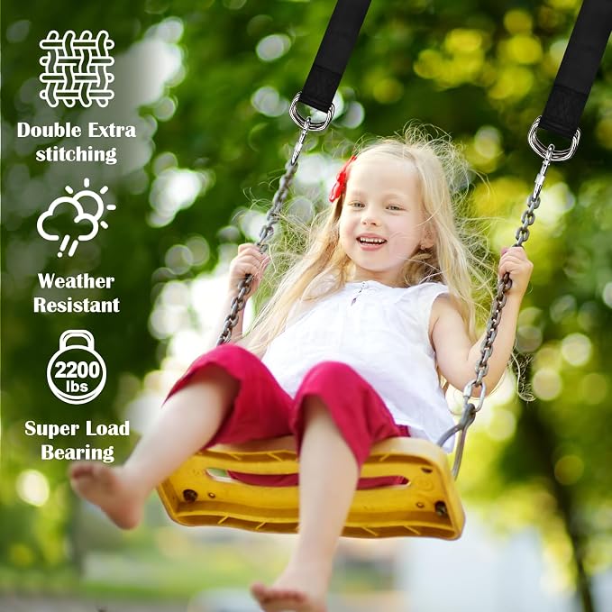 Tree Swing Hanging Kit, 3ft Swing Straps with Safer Carabiners, 360 Degree Swivel and Tree Protection Pads, Swing Set Accessories, Easy Installation