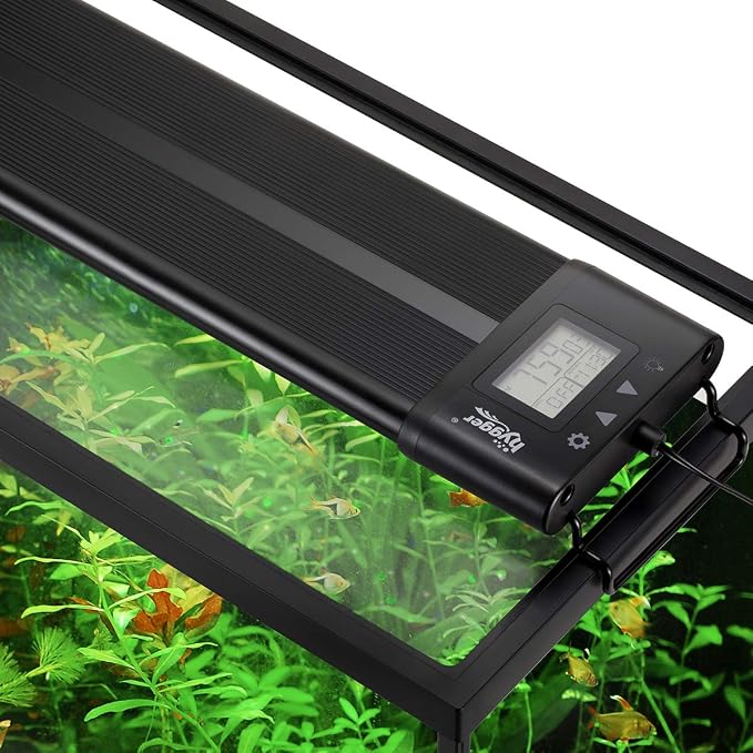 hygger Auto On Off LED Small Aquarium Light 12-17 Inches Dimmable 7 Colors Full Spectrum Fish Tank Light Fixture for Freshwater Planted Tank Build in Timer Daylight Moonlight & DIY Mode