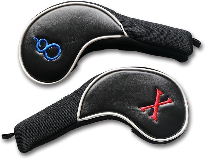 CRAFTSMAN GOLF Black Iron Head Covers Headcover Set with Colorful No. for Taylormade Cobra Mizuno Etc.Suitable for Right and Left Hander Golfer