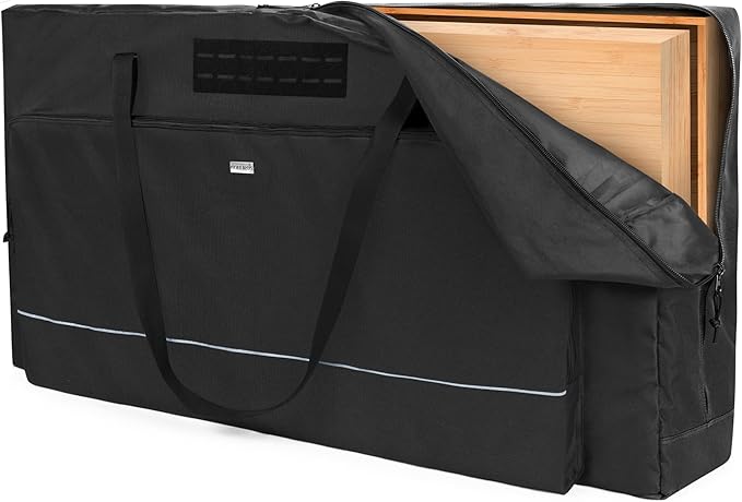 GOBUROS Cornhole Carrying Case Fits Regulation Size Board, Cornhole Carrying Bag with Front Sandbag Pockets, Two-Ways Zipper and Padded Shoulder Strap, Only Bag