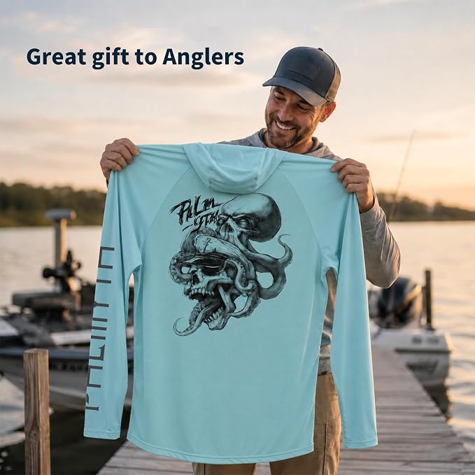 Palmyth Men's Fishing Hoodie Shirt UPF 50+ Quick-Dry Breathable Long Sleeve | Long Sleeve Fishing Shirt, UPF 50+ Sun Protection, Quick-Dry Fabric, Breathable Mesh Back, Built-in Face Mask, 4-way Stretch
