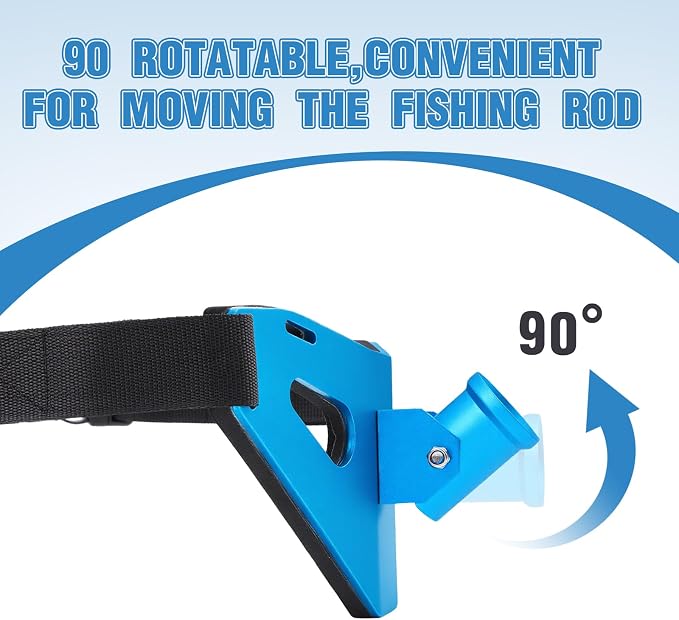 Leyndo Adjustable Fishing Belt with Aluminum Rod Holder, Padded Waist Support for Fighting Fish, Saltwater Shore Boat Fishing Gear for Men Adults