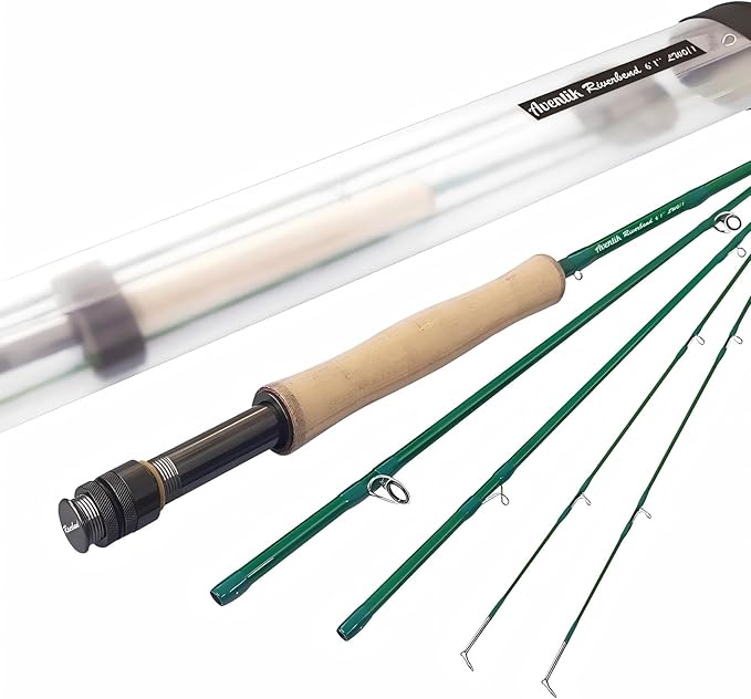 Aventik Riverbend Fly Fishing Rod with Rod Tube | Fast action 6/7/8/9/10ft; Fits 0/1/2/3/5/6/7/8wt; IM8 carbon blank; Machined aluminum reel seat
