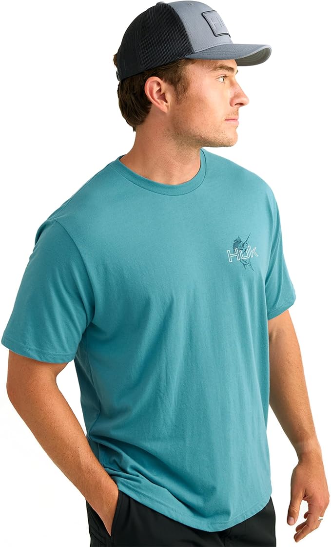 HUK Mens Performance Fishing Logo Tee, Short Sleeve T-Shirt for Men