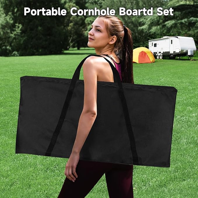 Cornhole Board Set 4x2 Regulation Size Cornhole Set with Carrying Bags & 8 Bean Bags Corn Hole Boards Bean Toss Game for Adults Family Outdoor Lawn Outside Backyard Games