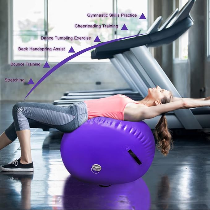 86 York Air Barrel Gymnastics Roller Inflatable Tumbling Mat, Back Handspring Training Air Mat Tumble Track Gymnastics Equipment For Home Use, Gym Training, Yoga Balance Exercise, Cheerleading with Electric Pump
