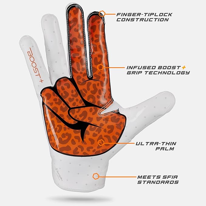Grip Boost Football Gloves - Peace Stealth 6.0 Boost Plus Sticky Technology - Adult and Youth Football Gloves for Wide Receiver - Men's and Boys Sizes