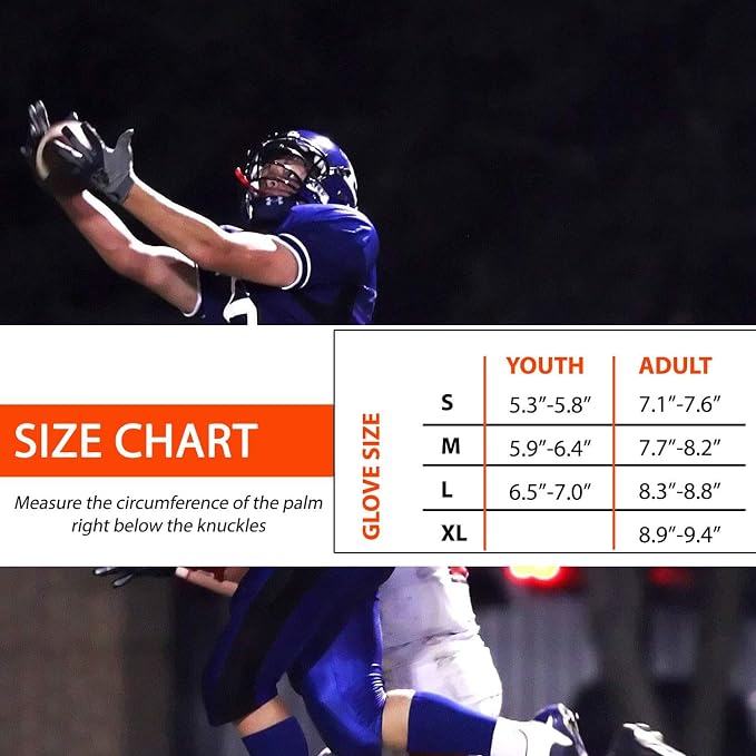 Pure Athlete Football Wide Receiver Gloves - Elite Sticky Grip Gloves, Drip Gear for WR and Defensive Backs - Adult, Youth, Men and Boys