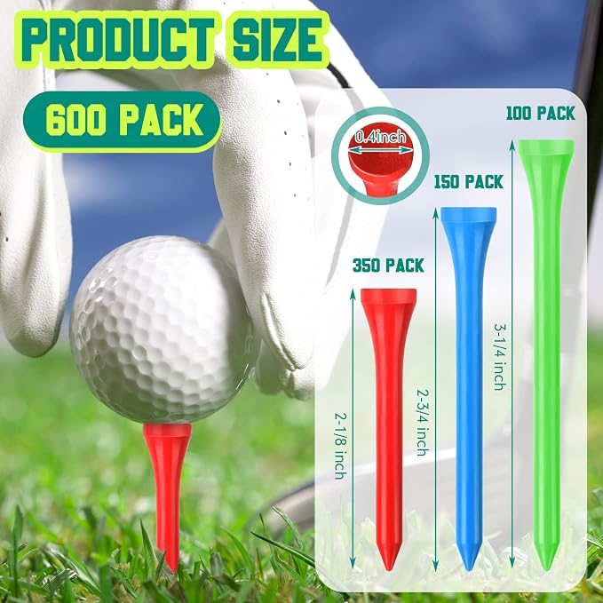 Mudder Golf Tees Bulk Wooden Bamboo Golf Tees Multicolor Wood for Men Balls Accessories