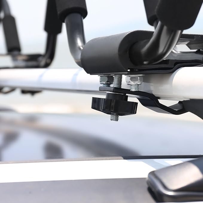 Leader Accessories Kayak Rack 2 Pair J Bar for Canoe Surf Board SUP On Roof Top Mount Crossbar with 4 pcs Tie Down Straps