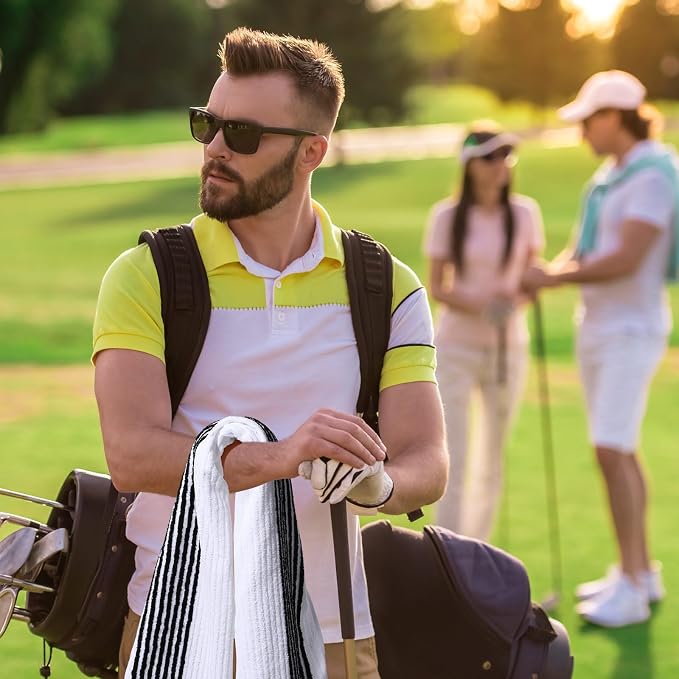 Buryeah Golf Towel 22 x 44 Inch Cotton Golf Caddy Towel Camping Large for Caddies Golfers Tour Players Club with Stripe