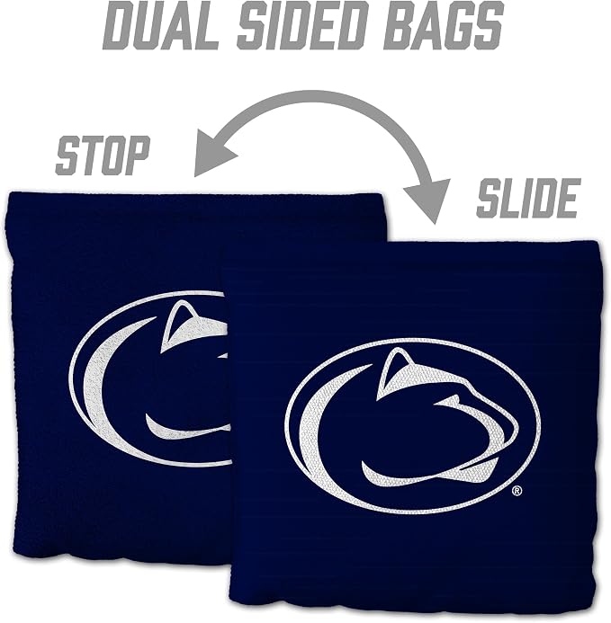 YouTheFan Officially-Licensed NCAA Set of 8 Cornhole Bags - All Weather Dual Sided Slide & Stop - Regulation Size with Carry case