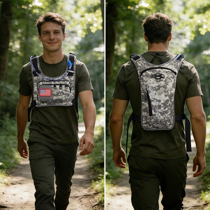 Maelstrom Hydration Vest with 2L Water Bladder Backpack for Running Hiking | Chest Pack, BPA-free, High Flow Bite, Reflective Stripe, Helmet Buckle, Detachable, Breathable Pad, for Cycling, Marathon
