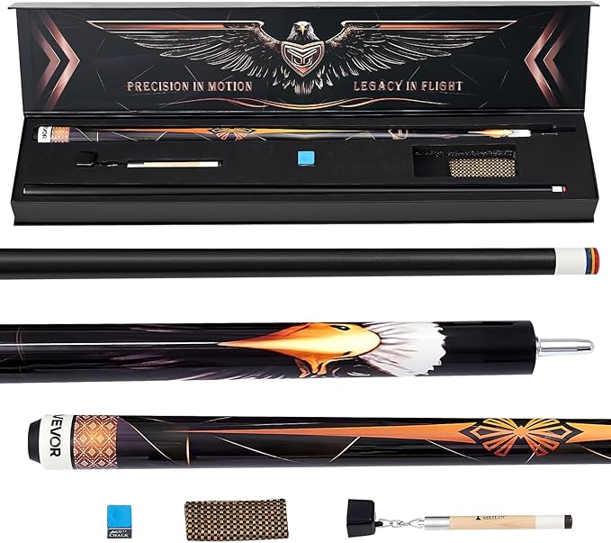 VEVOR Pool Cue, Pool Stick, 58 inch Billiard Pools Cue Stick with Multi-Layer Tip & ABS Connection Ring, Cues Sticks for Professional Pool Table, Bar, Home, Office