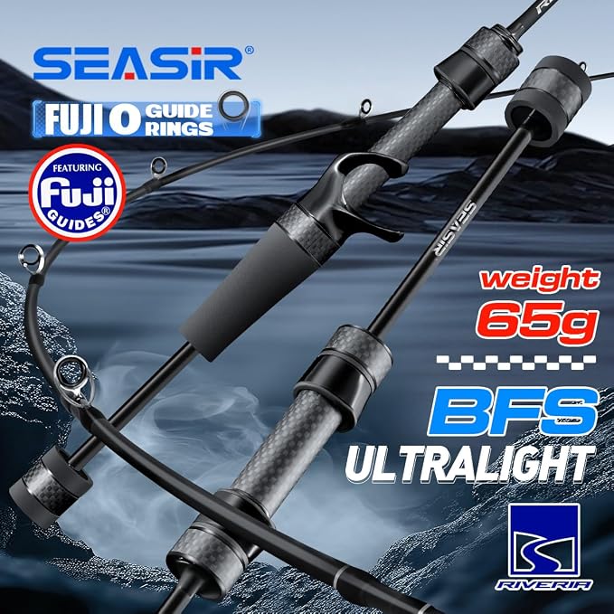 SEASIR Riveria Ultralight Fishing Rod, BFS,Carbon Fiber | Spinning Baitcasting Rod,10 Piece Casting Rod for Freshwater Bass Trout, Fuji O Ring Guide, EVA Handle, Fast
