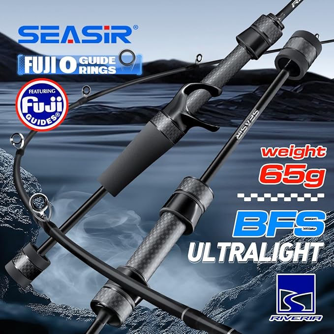 SEASIR Riveria Ultralight Fishing Rod, BFS,Carbon Fiber | Spinning Baitcasting Rod,10 Piece Casting Rod for Freshwater Bass Trout, Fuji O Ring Guide, EVA Handle, Fast