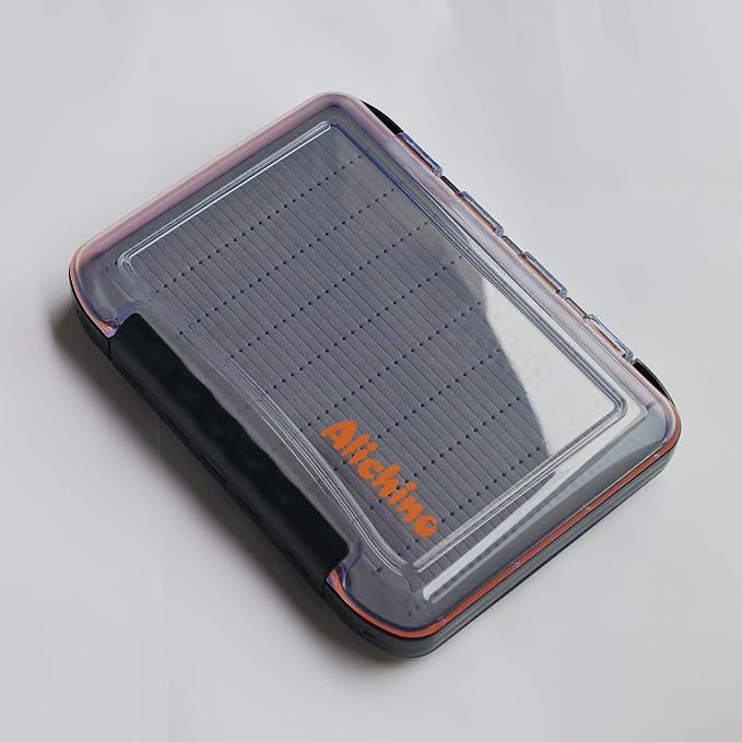 Large Fly Box for Fly Fishing Flies, Double Sided Waterproof Fishing Tackle Storage Boat Foam Fly Fishing Box (Grey Foam Insert, Only Box)