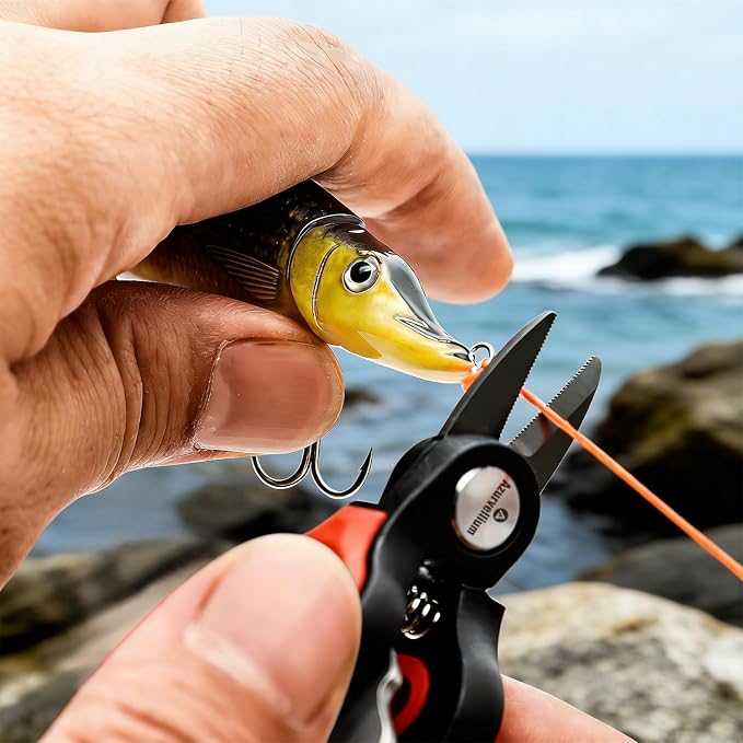 Fishing Pliers Kit 3 in 1 Fishing Tools Set with Long Nose Fishing Pliers Teflon Coated Needle Nose Pliers and Fishing Scissors Stainless Steel Fishing Tools for Saltwater Freshwater
