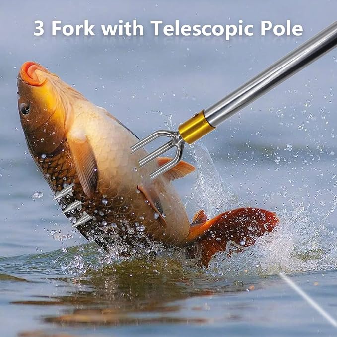 Dutiplus Telescopic Fish Gaff with 1~5 Teeth Assorted harpoons Barbed, Sea and Ice Fishing Spear Gig for Hunting Fish Frog Mole