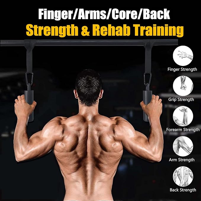 Pull Up Grips Set with Hanging Straps and Strong Carabiner, Finger Strengthener，Forearm, Biceps, Ninja Warrior, Back Muscles Training