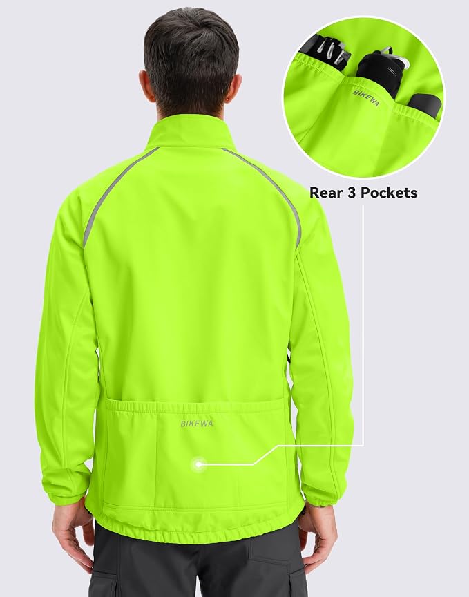 Bikewa Men's Winter Cycling Jackets Thermal Warm Water Resistant Bike Running Windproof Jacket