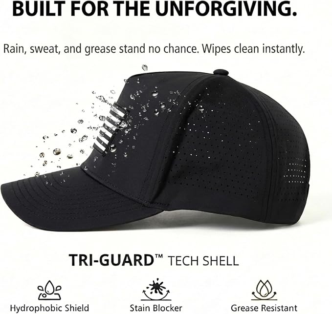 TOP-EX Performance Baseball Hat for Men Water Resistant Golf Cap Running Cooling Snapback Laser Perforated