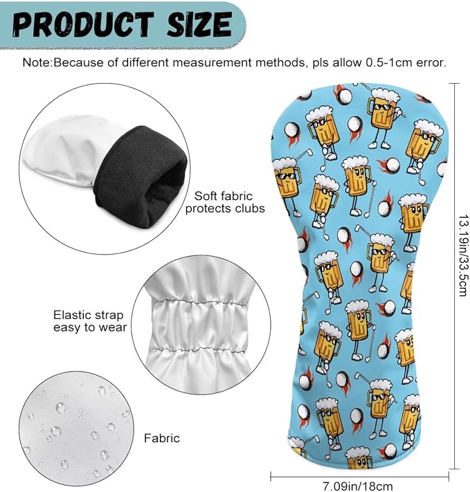 Rnyleeg Golf Club Head Covers for Women Driver Head Cover Leather Fairway Wood Headcover Hybrid Headcovers for Golf Clubs