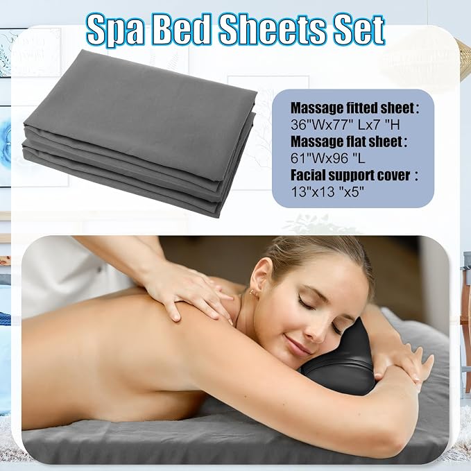 HunnmingRe 5 PCS 73 x 30 Massage Table Warmer with 3 Heat Settings(110v), Microfiber Massage Table Sheets Set Round Bolster Pillow Pad for Spa Bed, Includes Flat Sheet, Fitted Sheet, Face Rest Cover