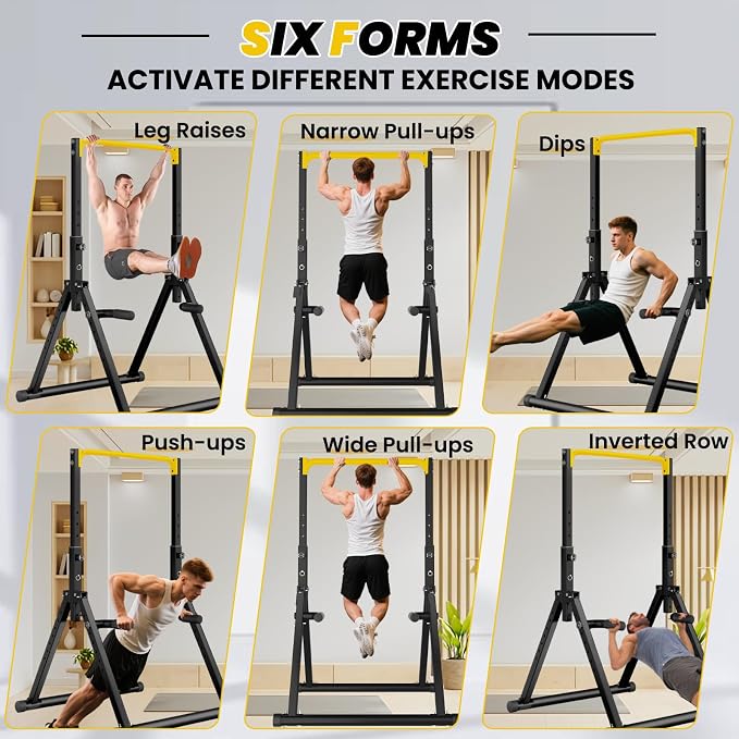 DOBESTS Power Tower Pull Up Bar Free Standing, Adjustable Foldable Pull Up Station, Home Gym Strength Training Equipment 700LBS