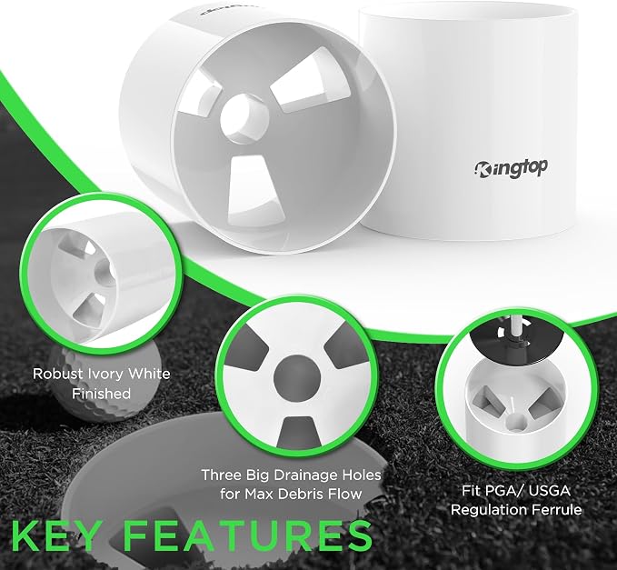 KINGTOP 4Inch Golf Hole Cup with Hole Cover for Backyard Practice Putting Green, Fit PGA | LPGA | USGA Regulations