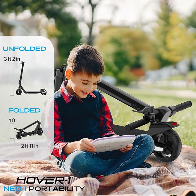 Hover-1 Neo Family Foldable Electric Scooter with 300W/250W/200W Rated Brushless Motor, 16/14/12 mph Max Speed, 8.5"/6.5” Wheels, 10/7 Mile Range Commuting Scooter for Kids & Teens Aged 4 to 16