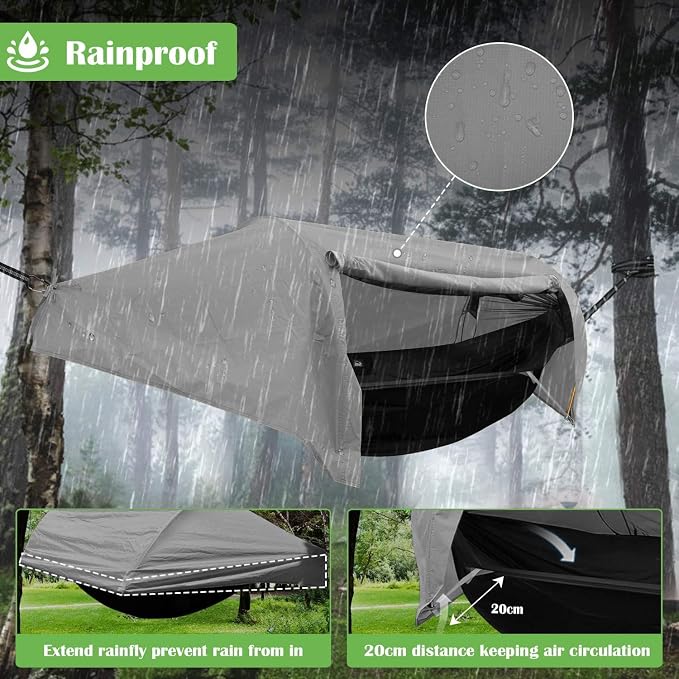 WintMing Hammock with Mosquito Net and Rain Fly Cover 3 in 1 Camping Hammock Tent 440lbs Load