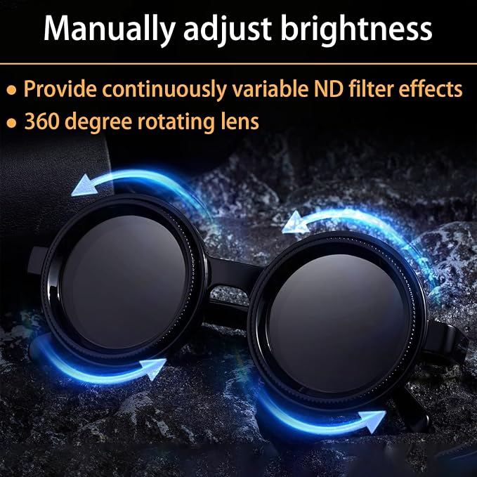 Polarized Adjustable Sunglasses HD Retro Round Glasses with ND Filter Lenses for Fishing/Street Photography Men Women