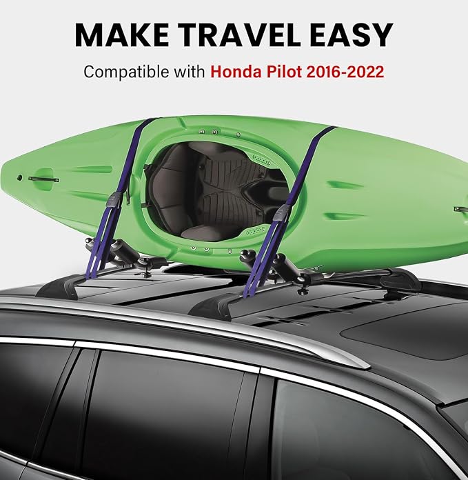 300lbs Roof Rack Cross Bars Compatible with Honda Pilot 2016-2022 with Flush Rails with Lock Aluminum Cross Bar for Rooftop Cargo Carrier Luggage Kayak Canoe Bike Snowboard