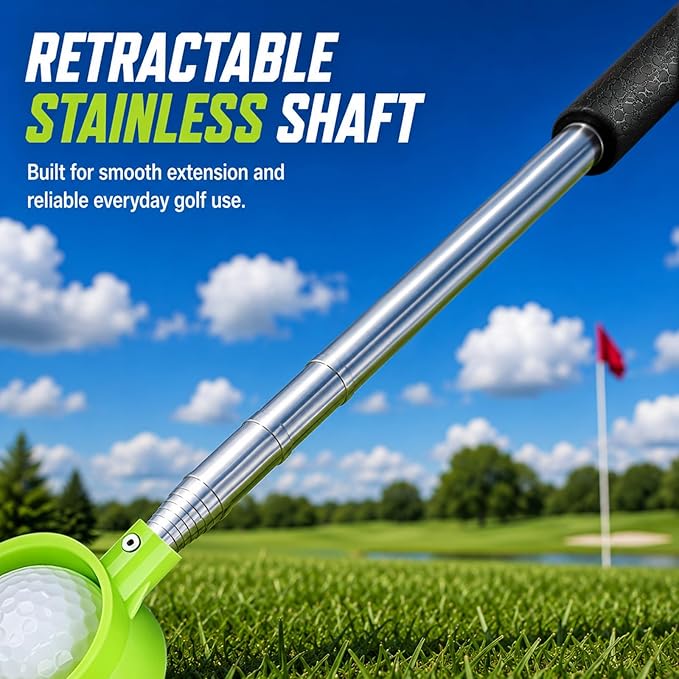 Golf Ball Retriever 9Ft/12Ft/14.5Ft/16.3Ft/20Ft Golf Ball Retriever Telescopic，Professional Stainless Steel Ball Retriever Tool Golf