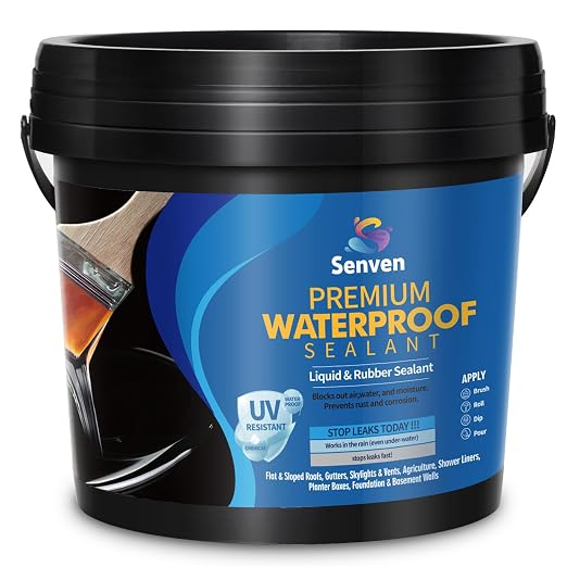 Waterproof Sealant Black Waterproof Coating 1 Gallon Leak Repair Coating for Flat, Metal, Roofs, Foundations, Gutters, Indoor & Outdoor Walls, Bathroom, Kitchen, Garden Leak Liquid Sealant