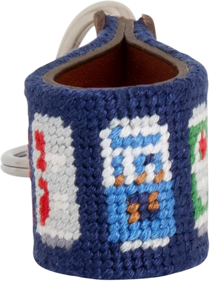 Leather Hand-Stitched Needlepoint Key Fob or Key Chain