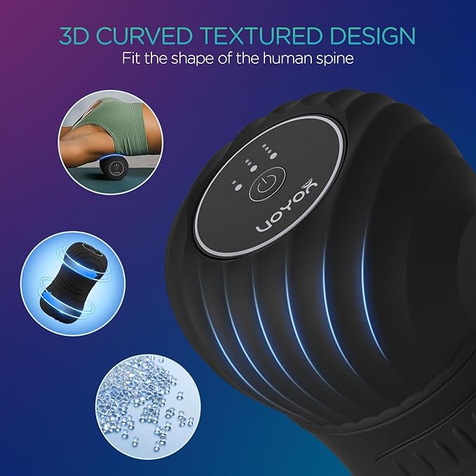 Vibrating Peanut Massage Ball Roller, Electric Double Lacrosse Massage Ball with 4 Intensities for Muscle Pain Relief, Rechargeable Deep Tissue Massage, Yoga Sports Fitness MB300 (Black)