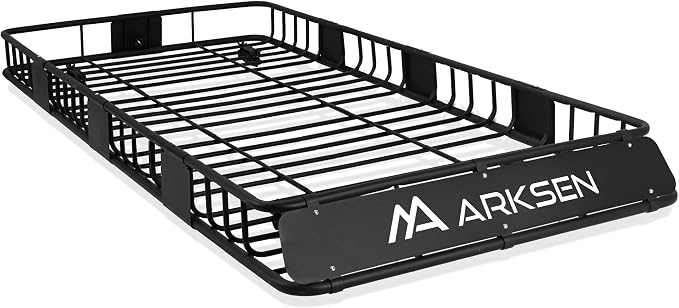 ARKSEN 84" x 39" x 6" Roof Rack Basket with Extension, 150 lb Heavy-Duty Steel Cargo Carrier, Fits Crossbars up to 1.38" Thick, for SUV & Pickup Truck